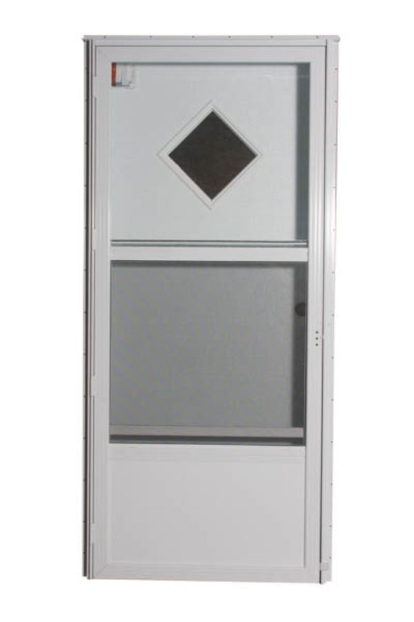 34" X 76" LEFT HAND DIAMOND WINDOW WHITE/WHITE CORE 4" JAMB WHITE STANDARD STORM