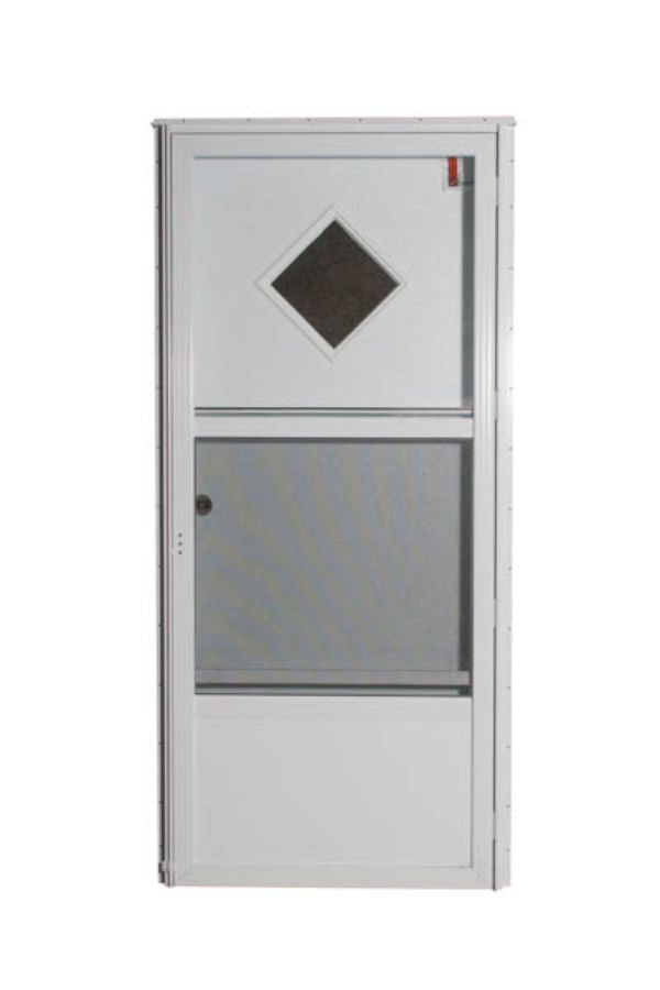 34" X 76" RIGHT HAND DIAMOND WINDOW WHITE/WHITE CORE 4" JAMB WHITE STANDARD STORM