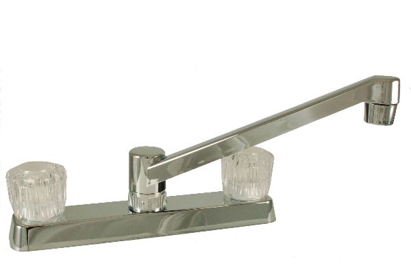 8" NON-METALLIC KITCHEN FAUCET WITH DOWN SPOUT AND CRYSTAL HANDLES -CHROME